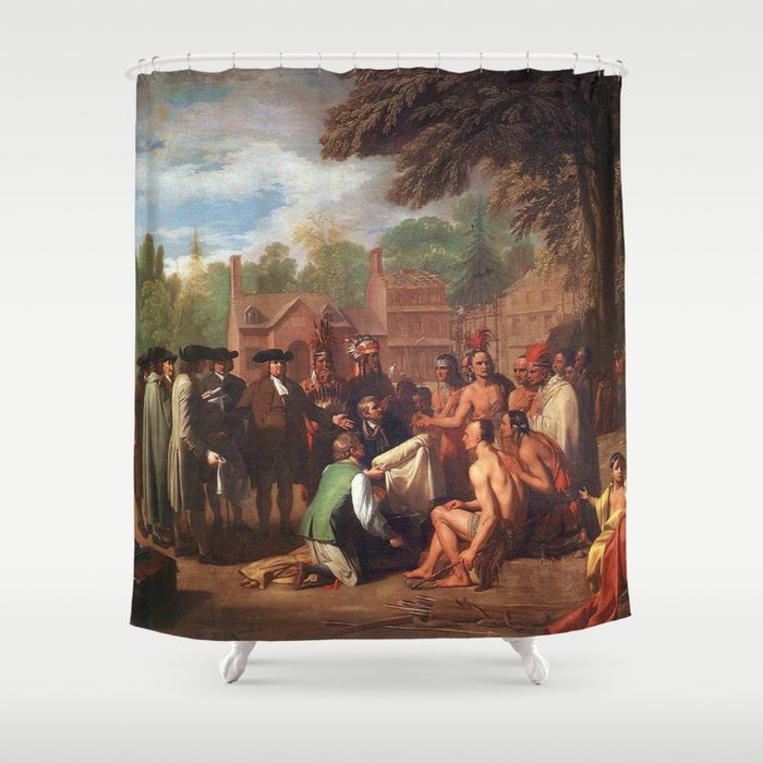 Classical Masterpiece 'The Treaty of Penn with the Indians' by Benjamin West Shower Curtain