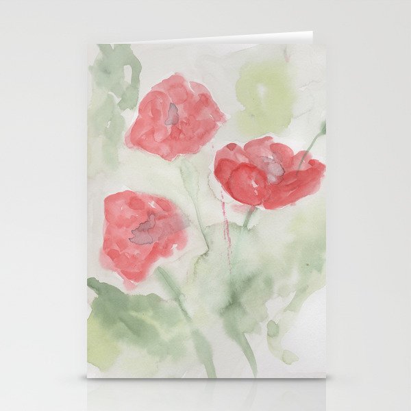 Watercolor Poppies Stationery Cards