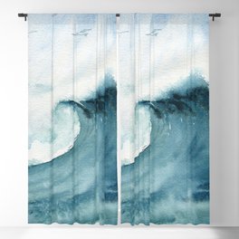 Wave Watercolor Study Blackout Curtain