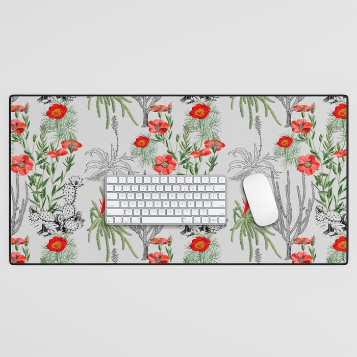 Light grey. Cactus,cacti,succulent,plants,tropical,exotic pattern  Desk Mat