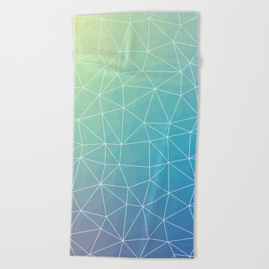 Abstract Blue Geometric Triangulated Design Beach Towel