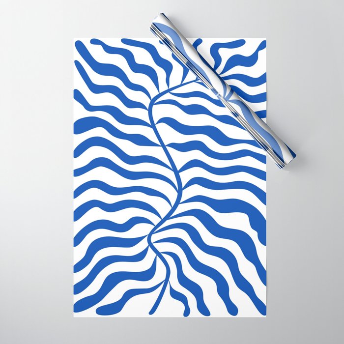 Henri Matisse Abstract Cobalt Leaf Art Wrapping Paper