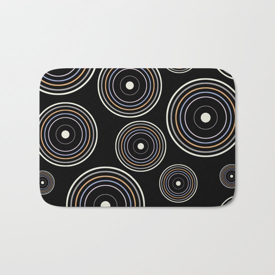 CONCENTRIC CIRCLES IN BLACK (abstract pattern) Bath Mat