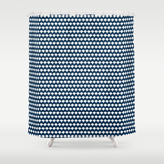 Ovals - Navy + White Shower Curtain