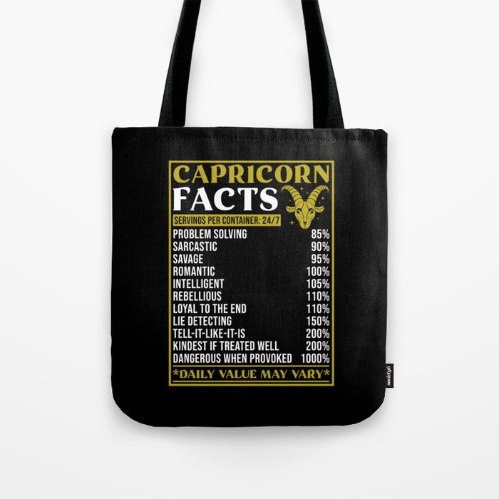 Capricorn Star Sign Gift Facts Tote Bag