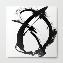 Brushstroke 7: a minimal, abstract, black and white piece Metal Print