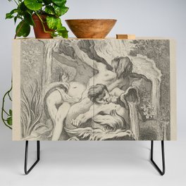 Leviathan the great serpent vintage etching Credenza