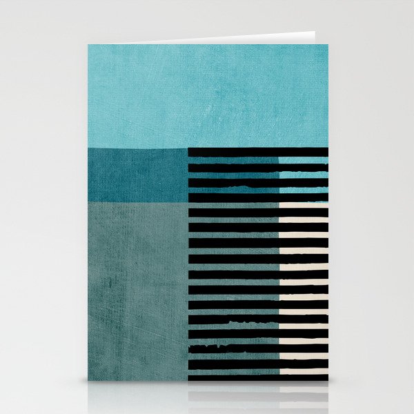Blue Black Gray Abstract Bold Linen Wall Art 02 Stationery Cards