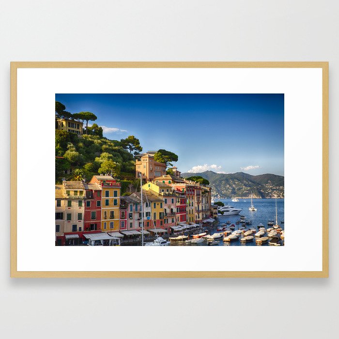 Colorful Harbor Houses in Portofino, Liguria, Italy Framed Art Print