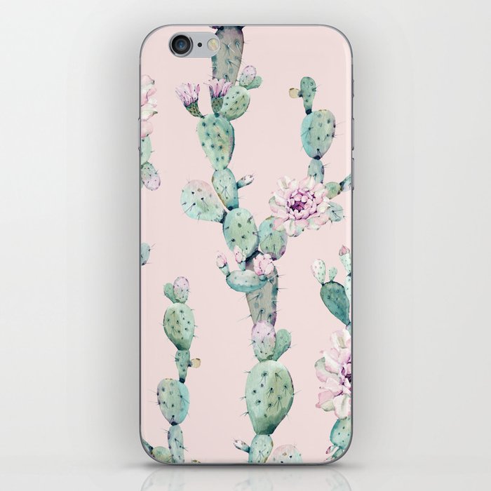 Cactus Rose Pattern on Pink iPhone Skin