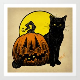 Still Life with Feline and Gourd Art Print