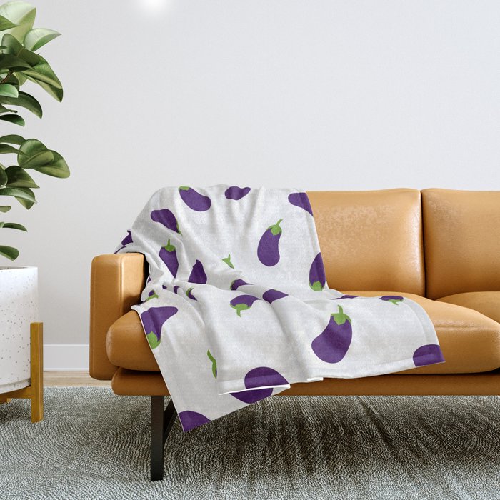 EGGPLANT AUBERGINE VEGGIE FOOD PATTERN Throw Blanket