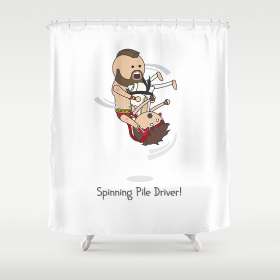 Spinning Pile Driver Shower Curtain