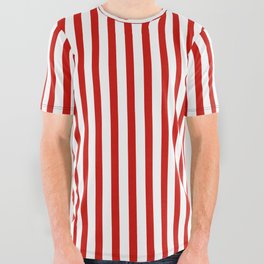 Red & White Maritime Vertical Small Stripes - Mix & Match with Simplicity of Life All Over Graphic Tee