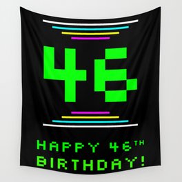[ Thumbnail: 46th Birthday - Nerdy Geeky Pixelated 8-Bit Computing Graphics Inspired Look Wall Tapestry ]