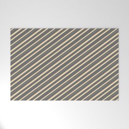 [ Thumbnail: Dim Gray & Tan Colored Lined/Striped Pattern Welcome Mat ]