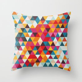 Vintage Summer Color Palette - Hipster Geometric Triangle Pattern Throw Pillow