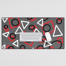Red Black White Shapes Desk Mat