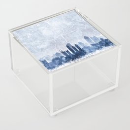 Atlanta Skyline & Map Watercolor Navy Blue, Print by Zouzounio Art Acrylic Box