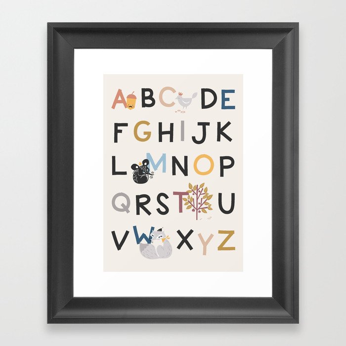 Forest Friends Alphabet Framed Art Print