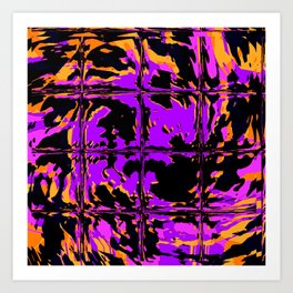 Spooky Purple Blackout Rave Glitch Tiles Art Print