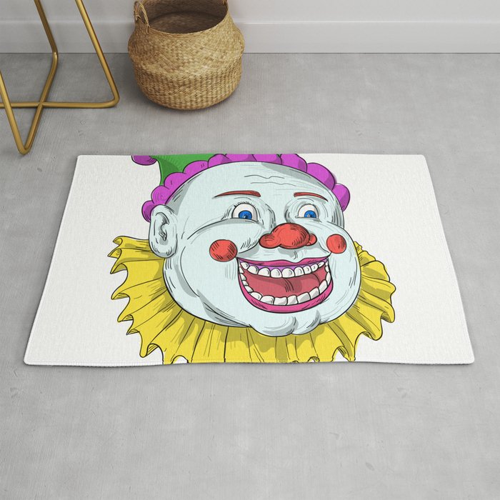 Vintage Circus Clown Smiling Drawing Rug