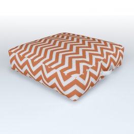 Orange and White Zigzag Chevron Tablecloth Pattern Outdoor Floor Cushion