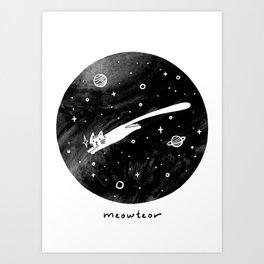 Meowteor Art Print | Astronomy, Meteor, Drawing, Cute, Kitten, Science, Meow, Curated, Cat, Stars 