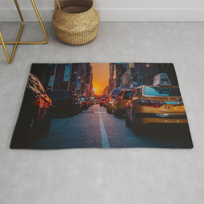 New York City Taxi Sunset (Color) Rug