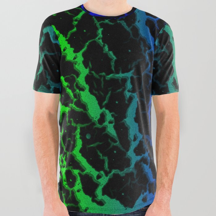 Cracked Space Lava - Green/Blue All Over Graphic Tee