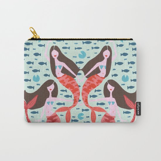 Koi Mermaids on Mint Carry-All Pouch