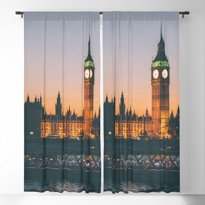 Great Britain Photography - Big Ben Lit Up In The Evening Blackout Curtain