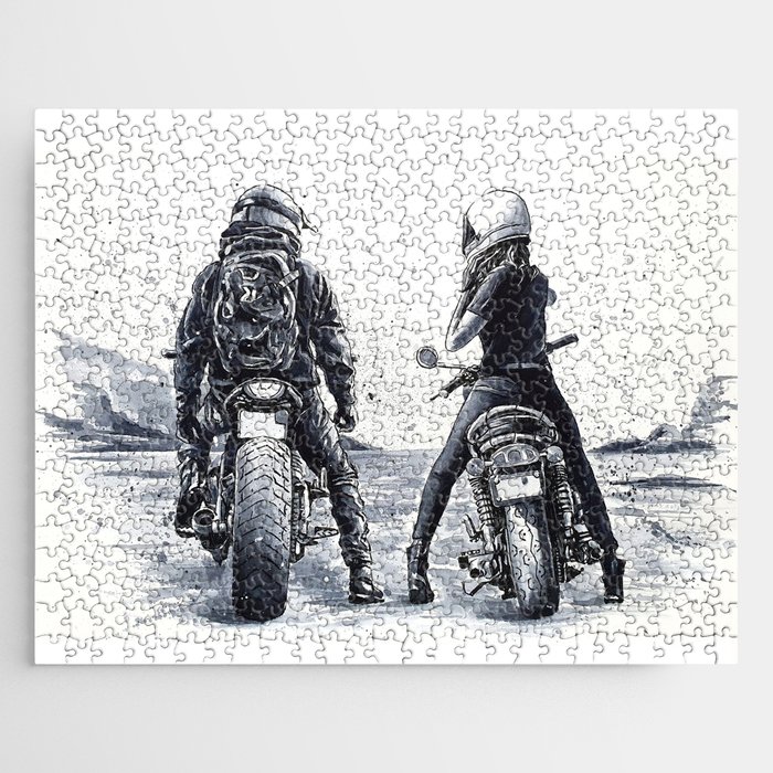 Romantic biker couple Jigsaw Puzzle