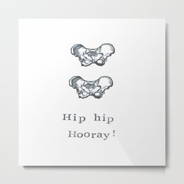 Hip Hip Hooray Metal Print | Skeleton, Science, Gothic, Halloween, Nurse, Illustration, Gift, Scary, Ink, Black and White 
