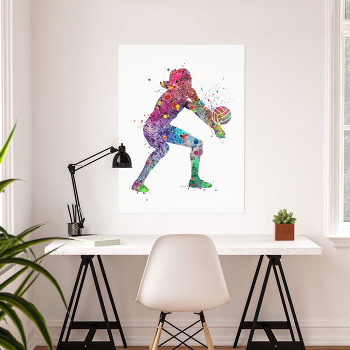  Wall Art Bedroom Volleyball Girl Watercolor Volleyball Girl  Teen Gift Volleyball Wall Art Volleyball Party For Home Children'S Room  Game Room Reading Room Wall Decor 12x16Canvas Printing: Posters & Prints