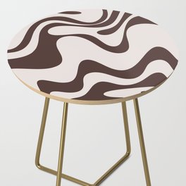 Retro Liquid Swirl Abstract Pattern 3 in Brown and Cream Side Table