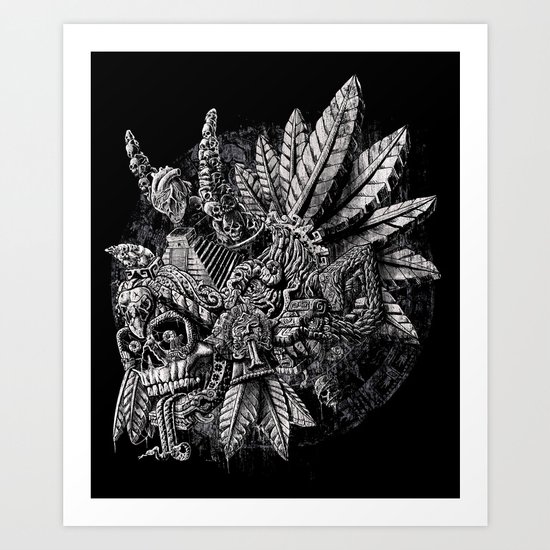 Aztec Great Lizard Warrior 1 (Triceratops) Art Print