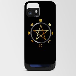 Phases of the moon and golden pentacle iPhone Card Case