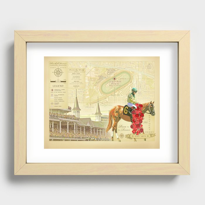 Artistic Kentucky Derby [vintage inspired] Map print Recessed Framed Print