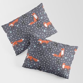 Red foxes in the nignt winter forest Pillow Sham