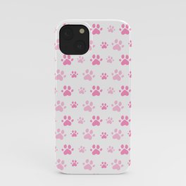 Adorable Pink Cat Paw Seamless Pattern iPhone Case