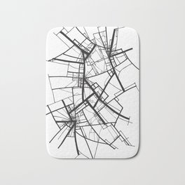 Suspension (Fractal Scaffold series #2) Bath Mat | Black and White, Vector, Pattern, Abstract 