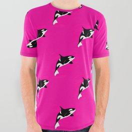 Pink Killer Whales All Over Graphic Tee