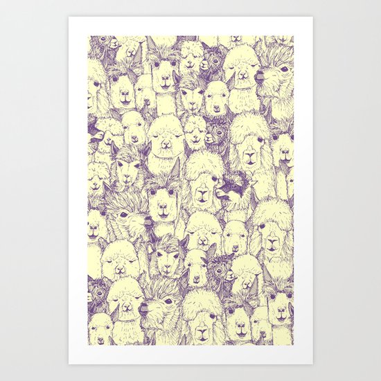 just alpacas purple cream Art Print