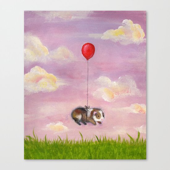 Balloon Ride - Guinea Pig With Balloon Canvas Print