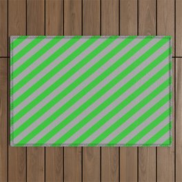 [ Thumbnail: Lime Green and Dark Grey Colored Lined/Striped Pattern Outdoor Rug ]