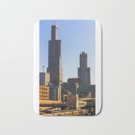 Neck Strain Bath Mat | Architecture, Cityscape, Buildings, Chicago, Urban, Photo, Searstower, Willistower, Sky 