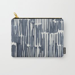 Simply Bamboo Brushstroke Indigo Blue on Lunar Gray Carry-All Pouch | Wabisabi, Tiedye, Geometric, Ethnic, Painted, Paint, Stripes, Graphicdesign, Lines, Curated 