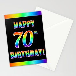 [ Thumbnail: Fun, Colorful, Rainbow Spectrum “HAPPY 70th BIRTHDAY!” Stationery Cards ]
