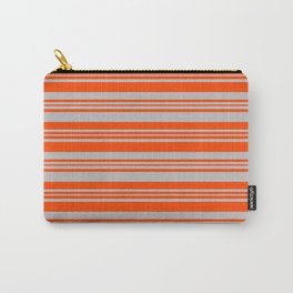 [ Thumbnail: Red and Grey Colored Lined Pattern Carry-All Pouch ]
